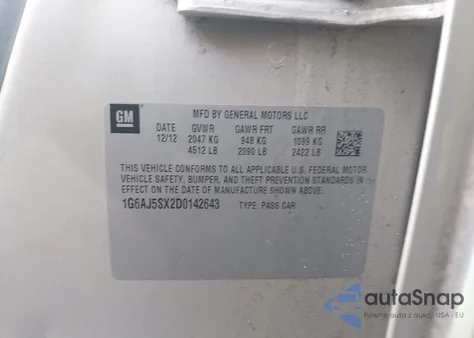 2013 Cadillac Ats Performance z USA, uszkodzony, nr VIN 1G6AJ5SX2D0142643